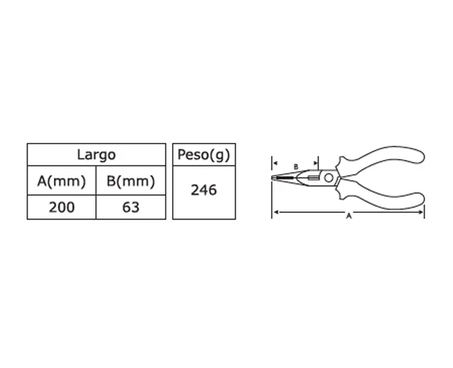PINZA COMBINADA PUNTA LARGA DE 8"