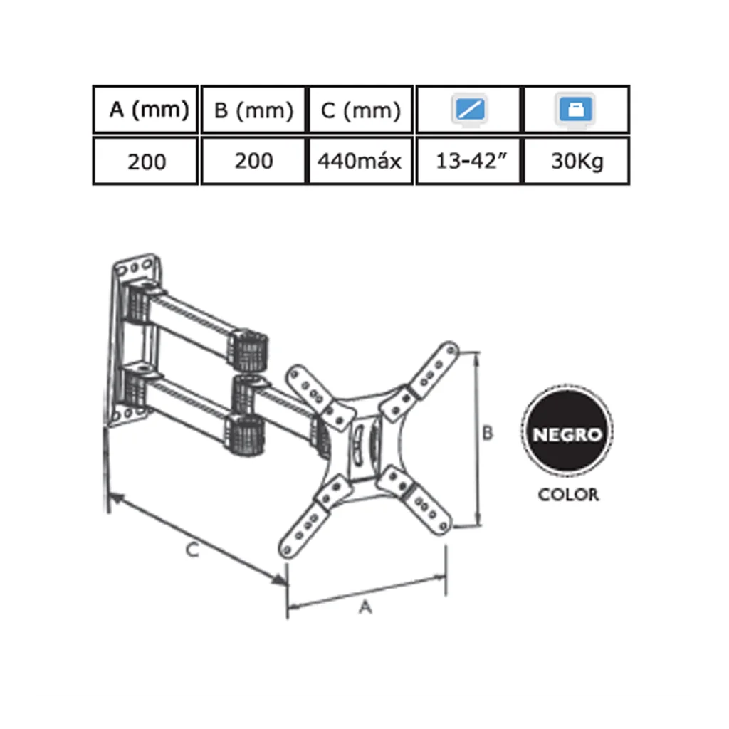 SOPORTE MOVIL DOBLE BRAZO PARA TV LED/LCD DE 13-42".