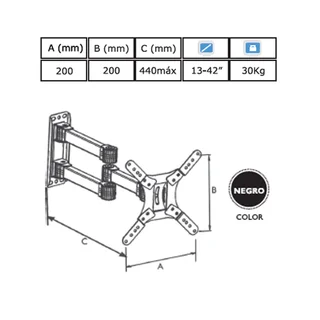  SOPORTE MOVIL DOBLE BRAZO PARA TV LED/LCD DE 13-42".  - Vista 2