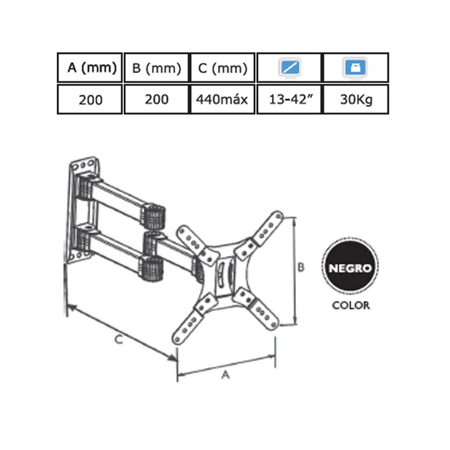  SOPORTE MOVIL DOBLE BRAZO PARA TV LED/LCD DE 13-42". 