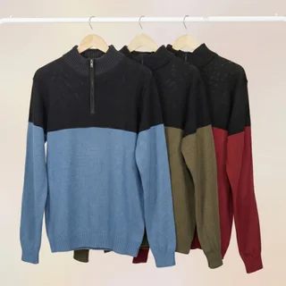ABR0952 - Sweater Medio cierre Cuello Alto Combinado - Vista 5