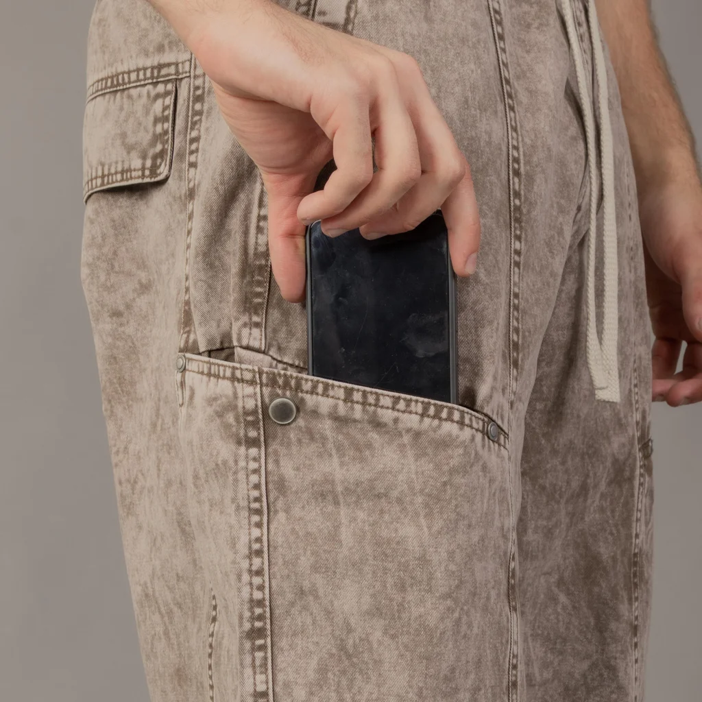 IMJ0228 - Pantalón Baggy Cargo Invisible Cintura con Elástico Ajustable