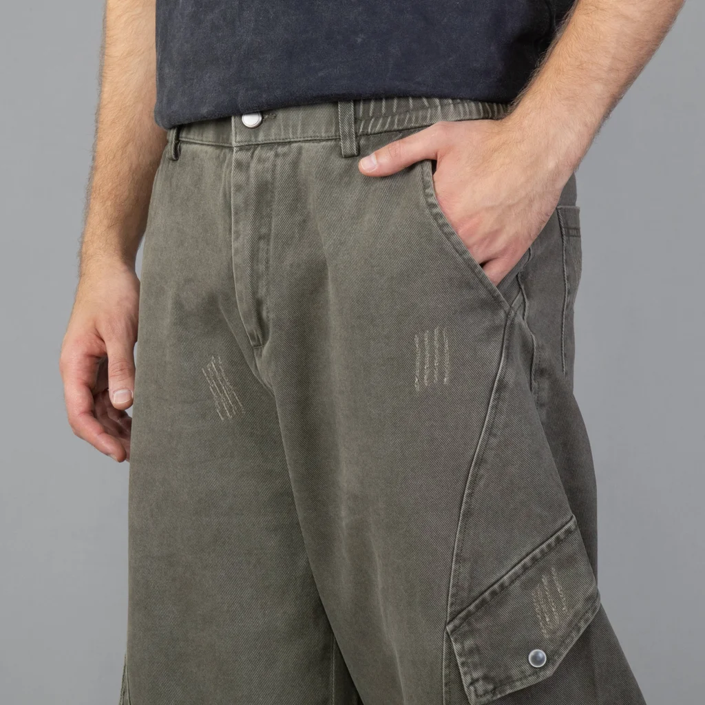IMJ0261 - Pantalón Baggy Cargo Invisible Cintura con Elástico