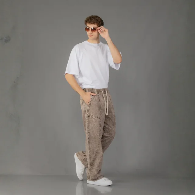 IMJ0228 - Pantalón Baggy Cargo Invisible Cintura con Elástico Ajustable