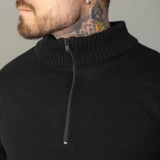 ABR0952 - Sweater Medio cierre Cuello Alto Combinado - Vista 4