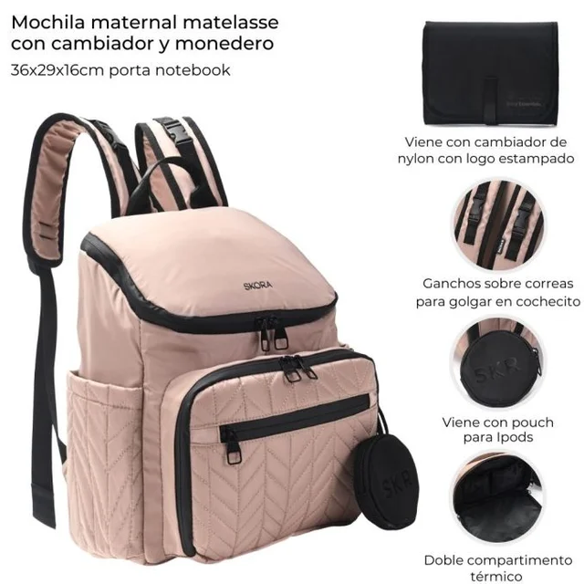 MOCHILA MATERNAL SKORA MATELASSE