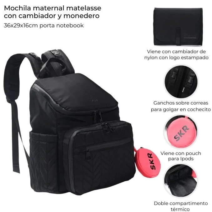 MOCHILA MATERNAL SKORA MATELASSE