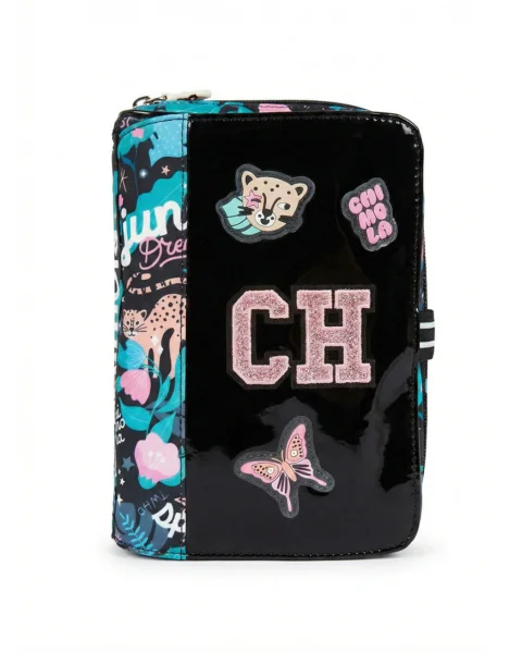 ESC0311 - TR236-CARTUCHERA MIX JUNGLE LOVE BLACK