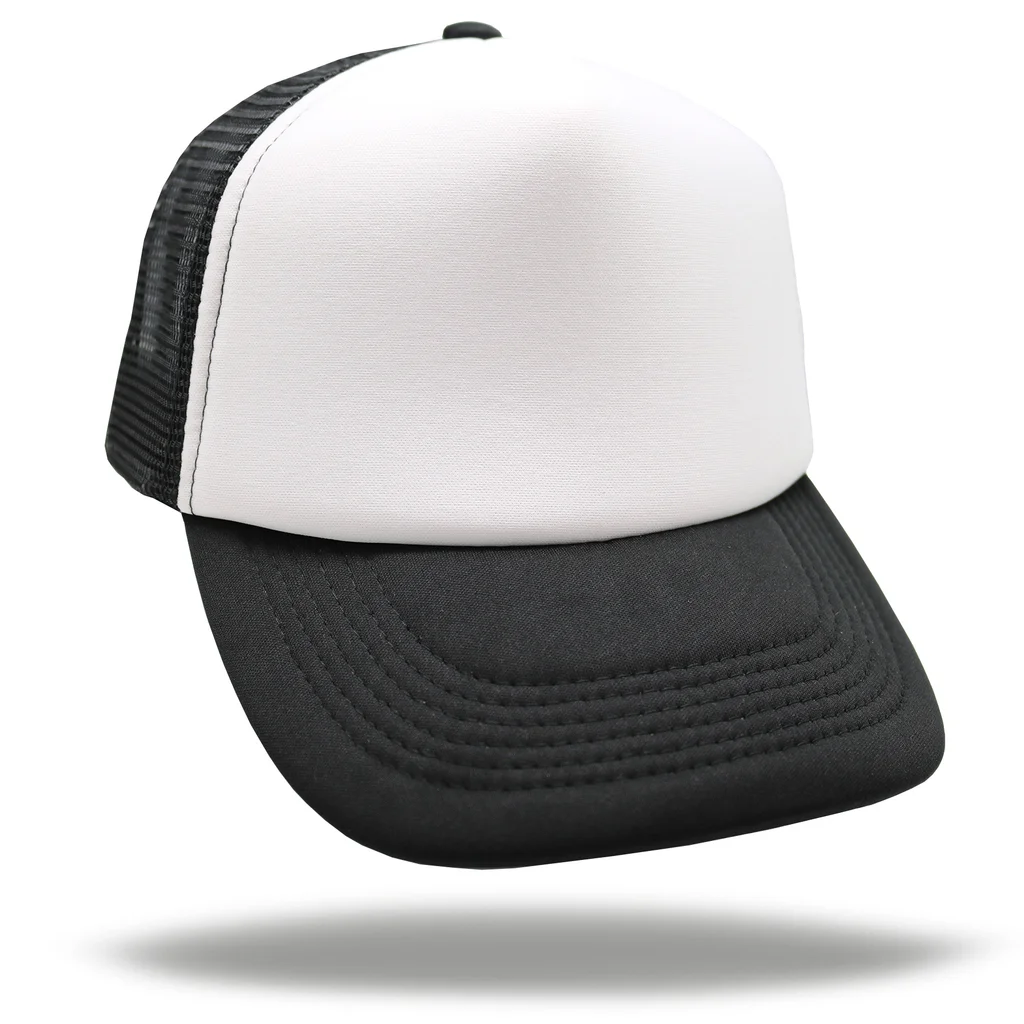 #105141WHBK - Gorra trucker visera curva frente blanco de adulto