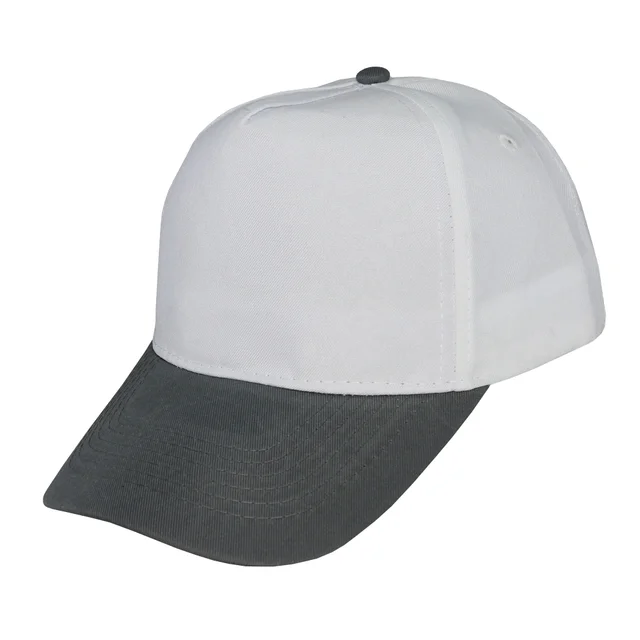 #1158WHDGR - Gorra 5 gajos visera curva copa blanca visera gris
