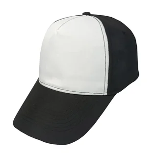 #1058BKWH - GORRA 5 GAJOS VISERA CURVA CON FRENTE BLANCO - Vista 1