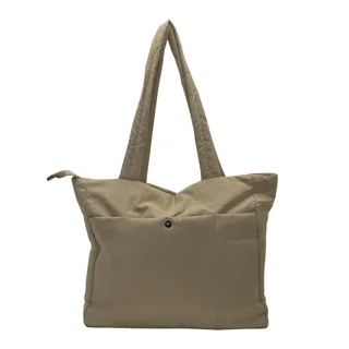 #271052KK - Tote bag puffer con boton caqui - Vista 1