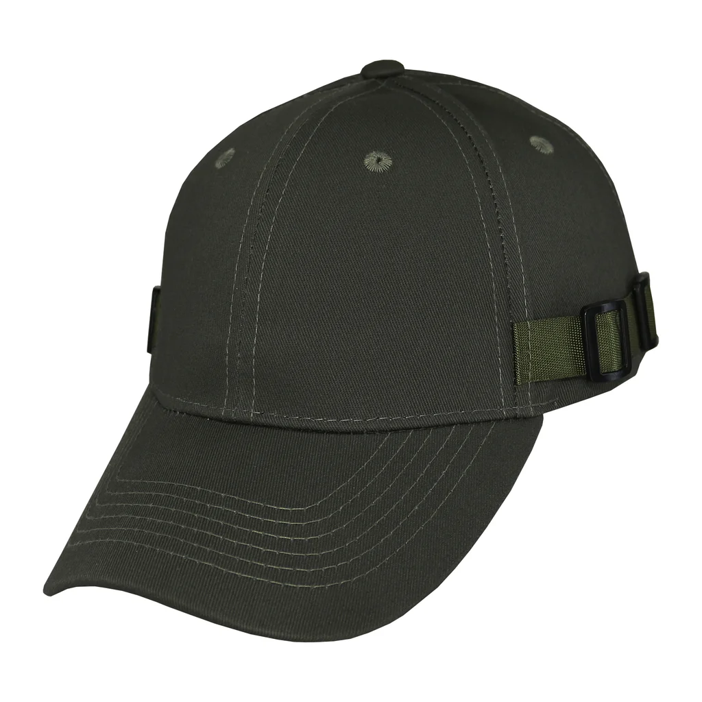 #108530MG - Gorra visera curva verde con hebilla pasador plástico.
