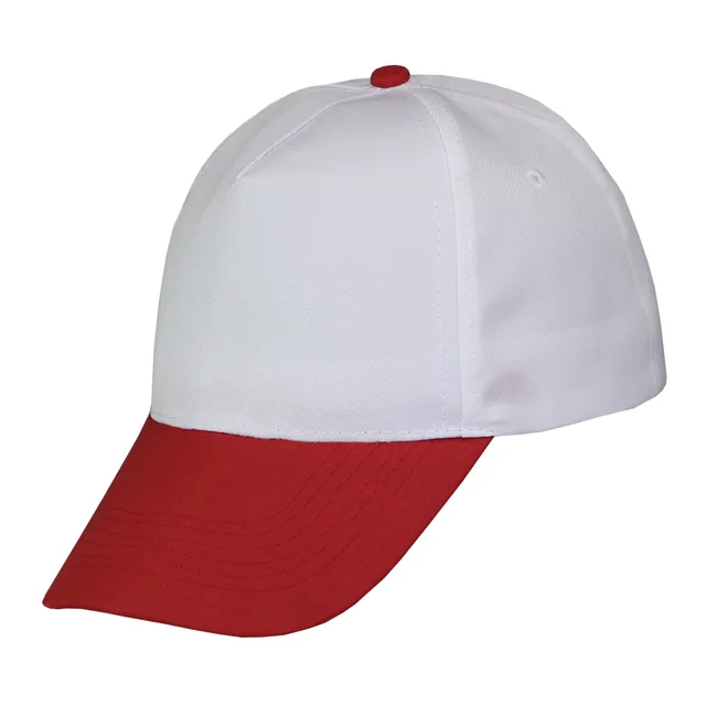 #1158WHRD - Gorra 5 gajos visera curva copa blanca visera roja