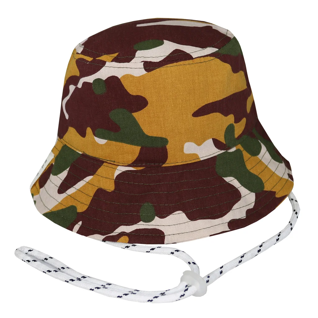 #142920C4 - Boonie hat en gabardina estampada de camuflaje mostaza.