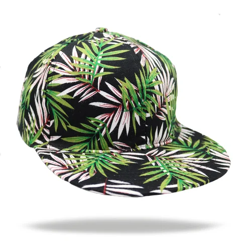 #10-747-0 - Gorra visera plana palmas fondo negro