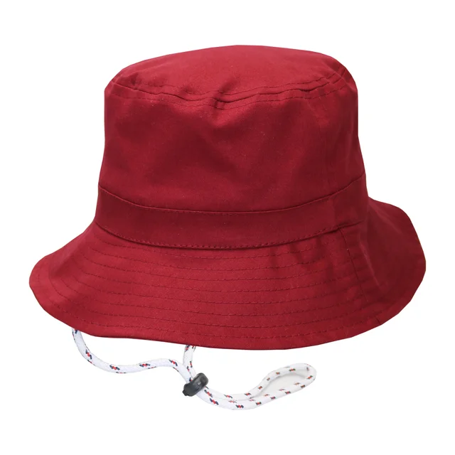 #401509VEIABO - Bucket hat con cordón en gabardina bordo.