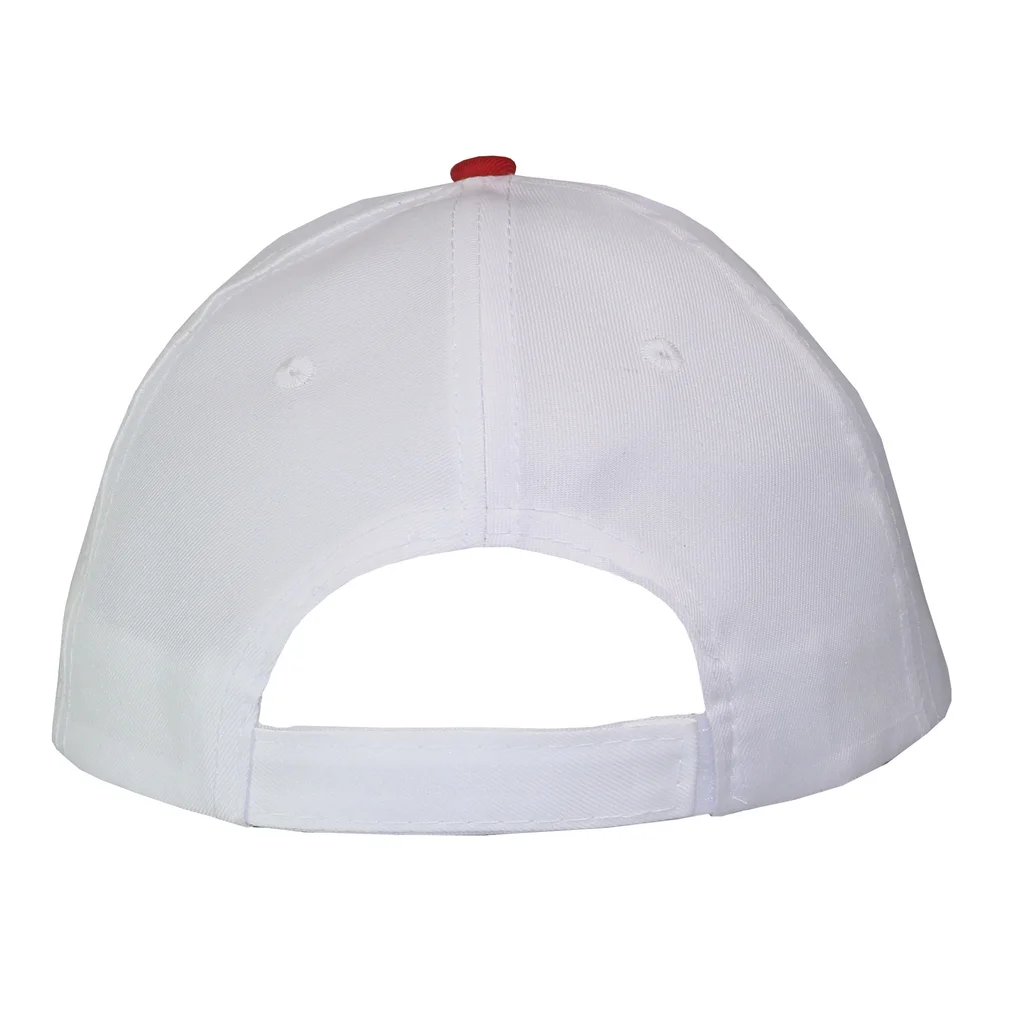 #1158WHRD - Gorra 5 gajos visera curva copa blanca visera roja