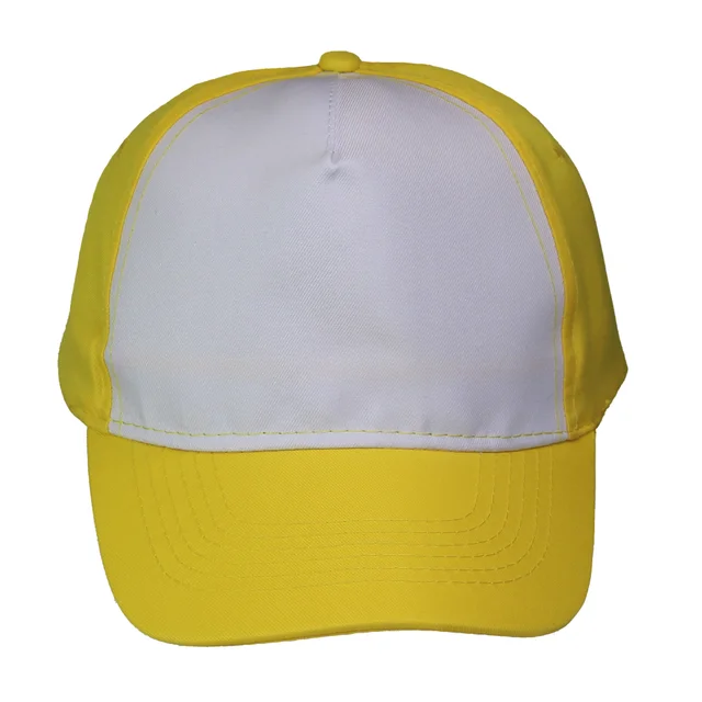 #1058YWWH - Gorra 5 gajos visera curva amarilla con frente blanco