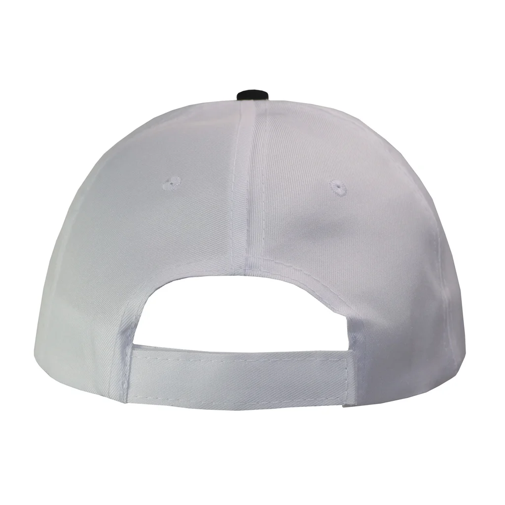 #1158WHBK - Gorra 5 gajos visera curva copa blanca visera negra