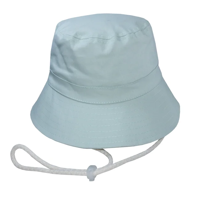 #401519VEIAMP - Bucket hat con cordón en gabardina agua marina.