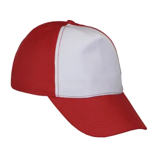 #1058RDWH - Gorra 5 gajos visera curva roja con frente blanco - Vista 3