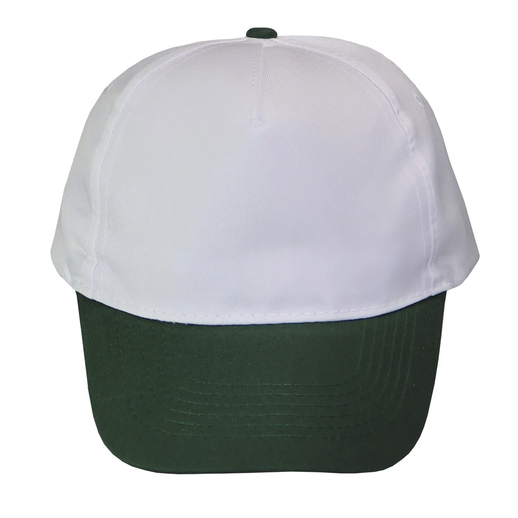#1158whbt - Gorra 5 gajos visera curva copa blanca visera verde botella