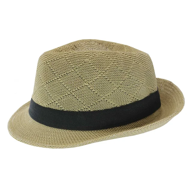 Sombre Gardelito infantil en hilo con cinta bross negra en la copa