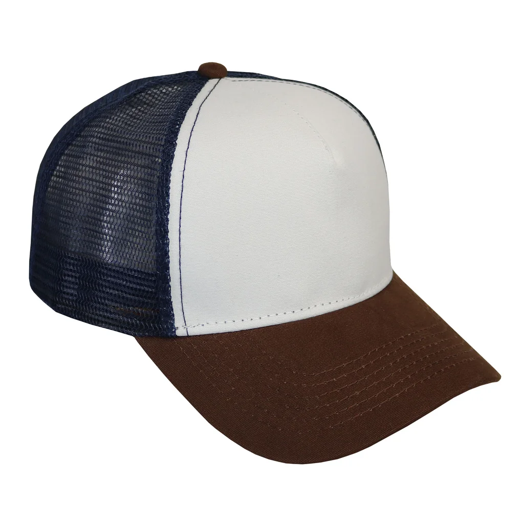 #108590CRNYMR - Trucker canva combinado en crudo marino y marron