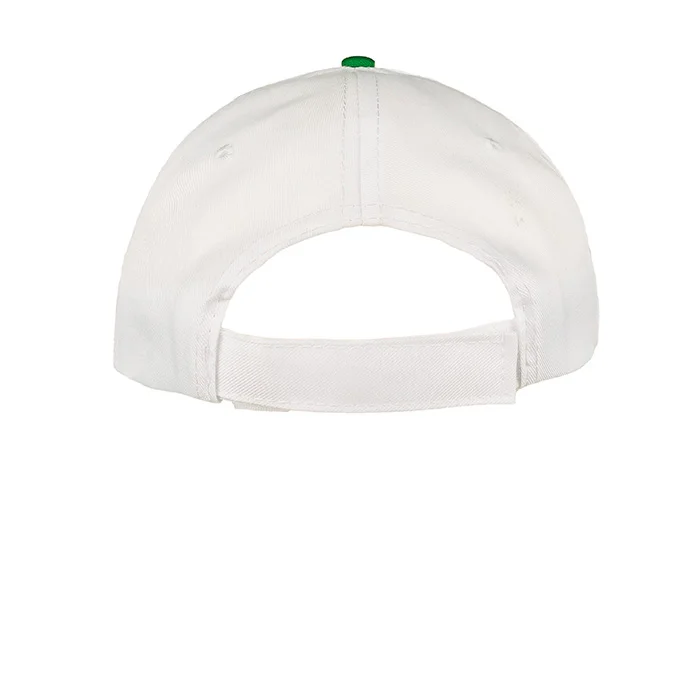 #1158WHVD - Gorra 5 gajos visera curva copa blanca visera verde
