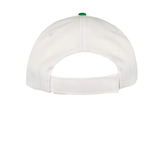#1158WHVD - Gorra 5 gajos visera curva copa blanca visera verde
