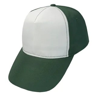 #1058BTWH - Gorra 5 gajos visera curva verde botella con frente blanco - Vista 1