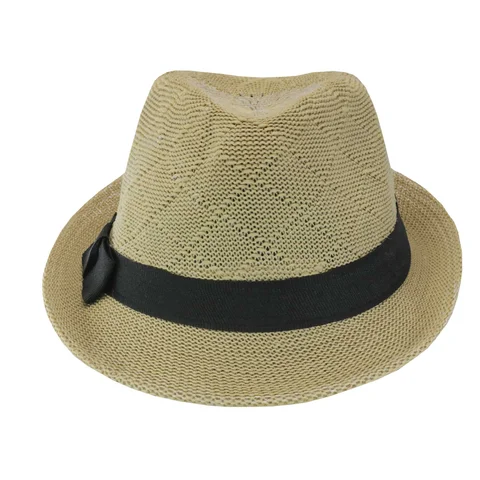 Sombre Gardelito infantil en hilo con cinta bross negra en la copa