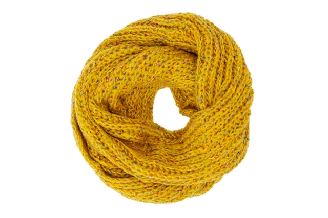 Cuello tejido tubular blanco Mostaza