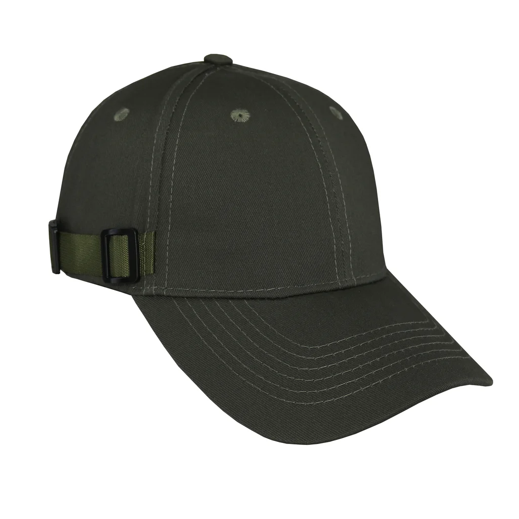 #108530MG - Gorra visera curva verde con hebilla pasador plástico.
