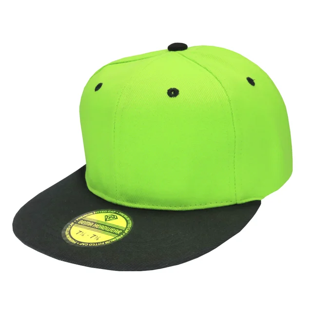 #106790libk - Gorra visera plana de acrílico para adulto combinada verde lima y negro