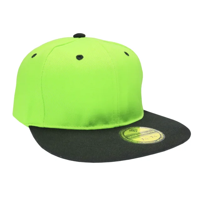 #106790libk - Gorra visera plana de acrílico para adulto combinada verde lima y negro