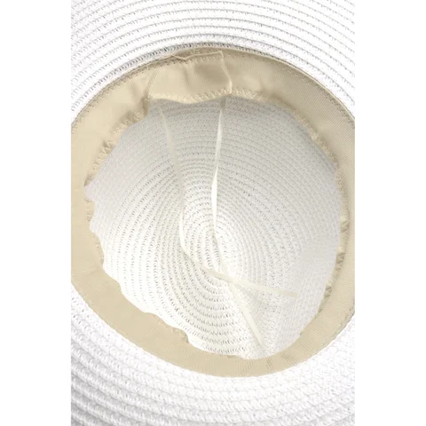 Sombrero indiana de poliéster trenzado con cinta gross.