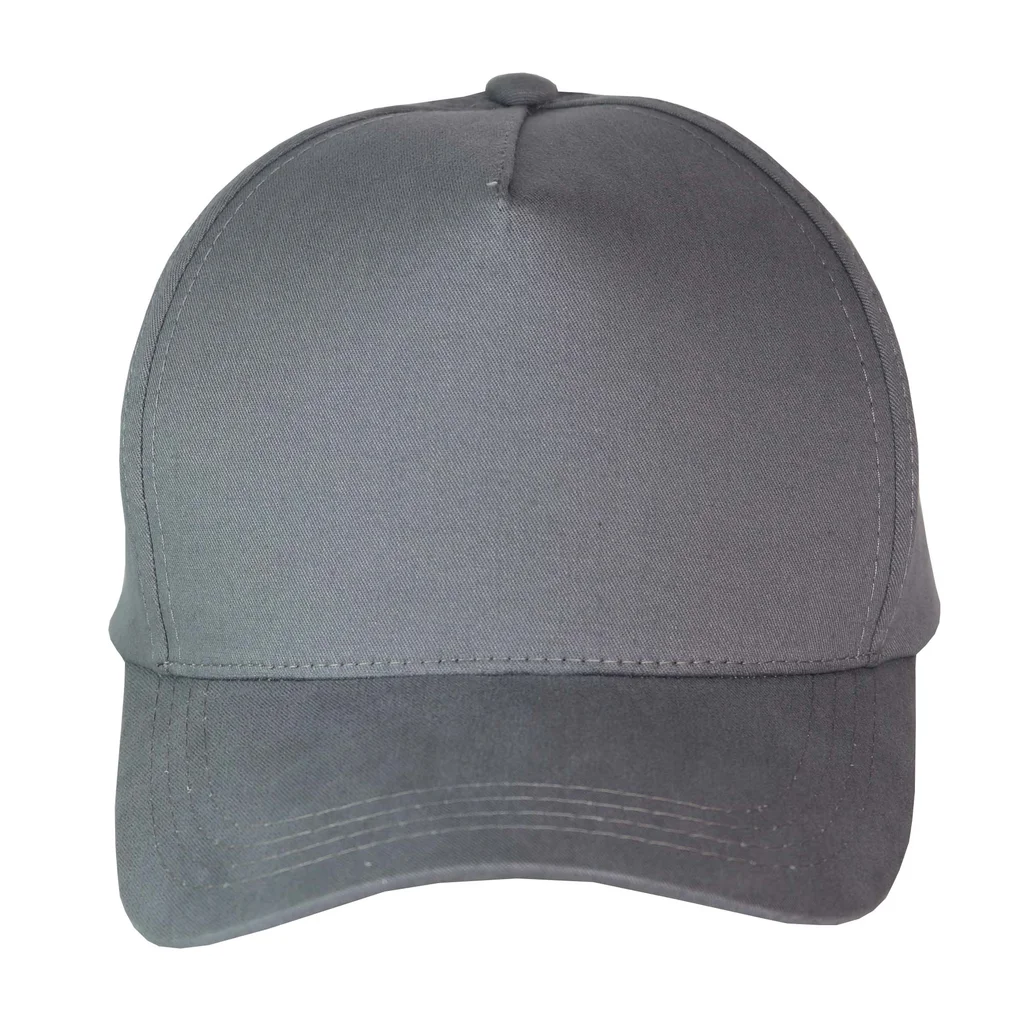 #107110GRGR - Gorra 5 paneles de gabardina con visera curva