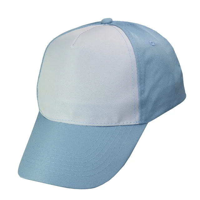 #1058clwh - Gorra 5 gajos visera curva celeste con frente blanco
