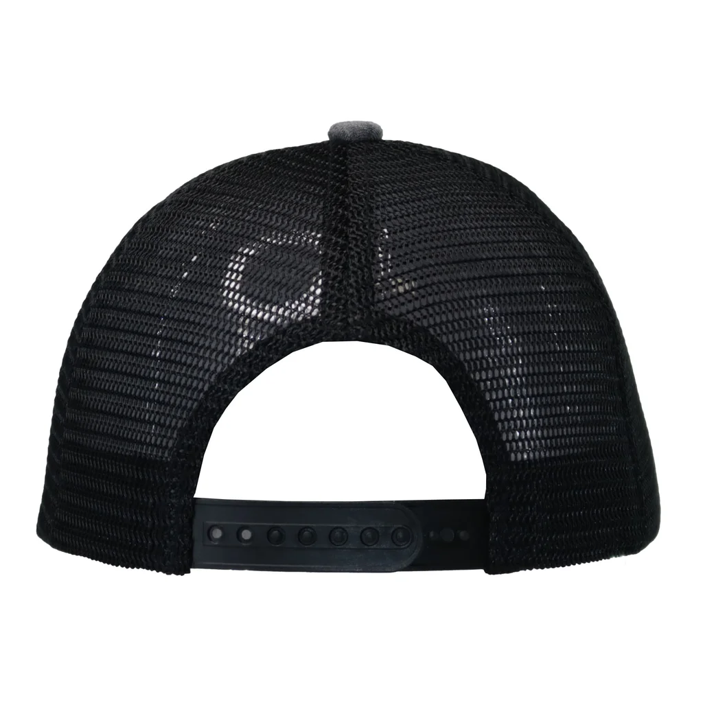 #107731DGBK - Gorra trucker visera curva 6 paneles melange gris.