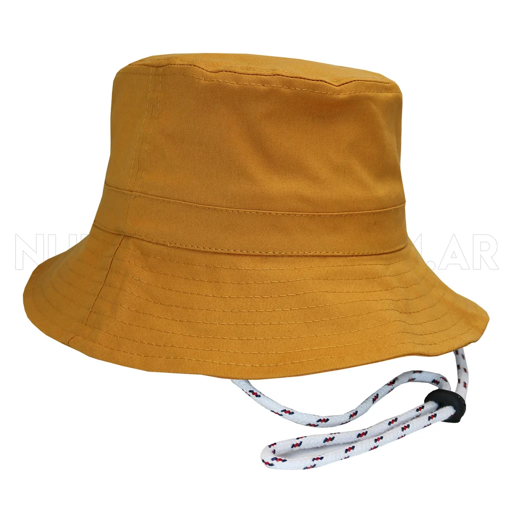 #401511VEIAMZ - Bucket hat con cordón en gabardina mostaza.