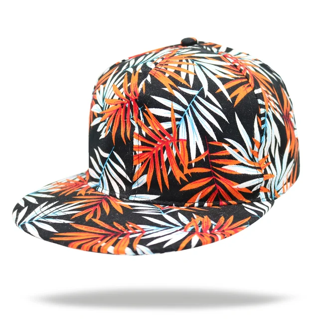 #10-747-0 - Gorra visera plana palmas fondo negro