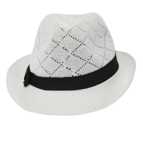 Sombre Gardelito infantil en hilo con cinta bross negra en la copa