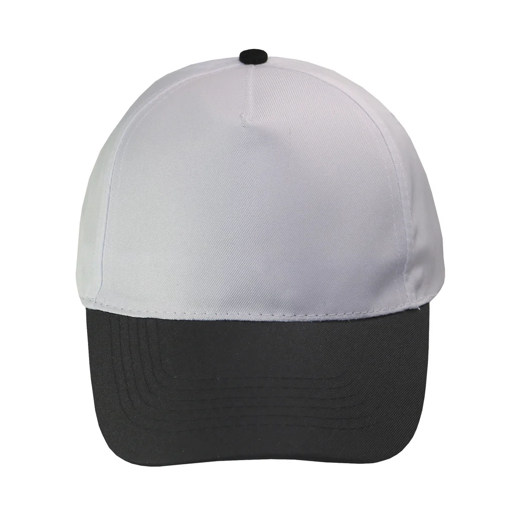 #1158WHBK - Gorra 5 gajos visera curva copa blanca visera negra