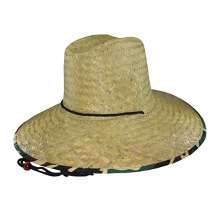 Sombrero guardavidas de paja ala estampado camuflaje con cordón. - Vista 1