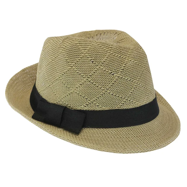 Sombre Gardelito infantil en hilo con cinta bross negra en la copa