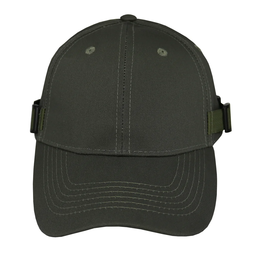 #108530MG - Gorra visera curva verde con hebilla pasador plástico.