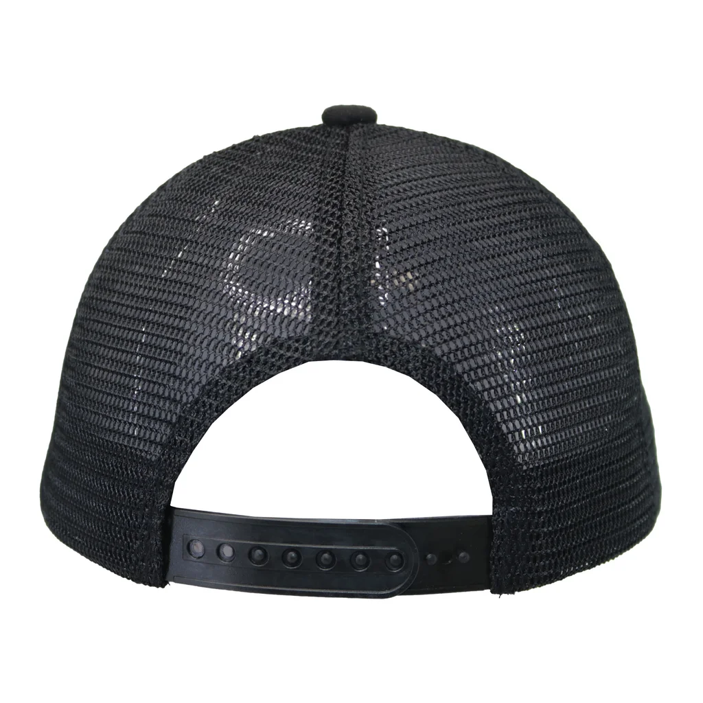 #107731BKBK - Gorra trucker visera curva 6 paneles negro.