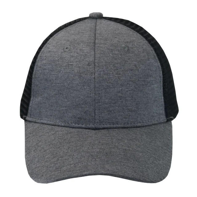 #107731DGBK - Gorra trucker visera curva 6 paneles melange gris.